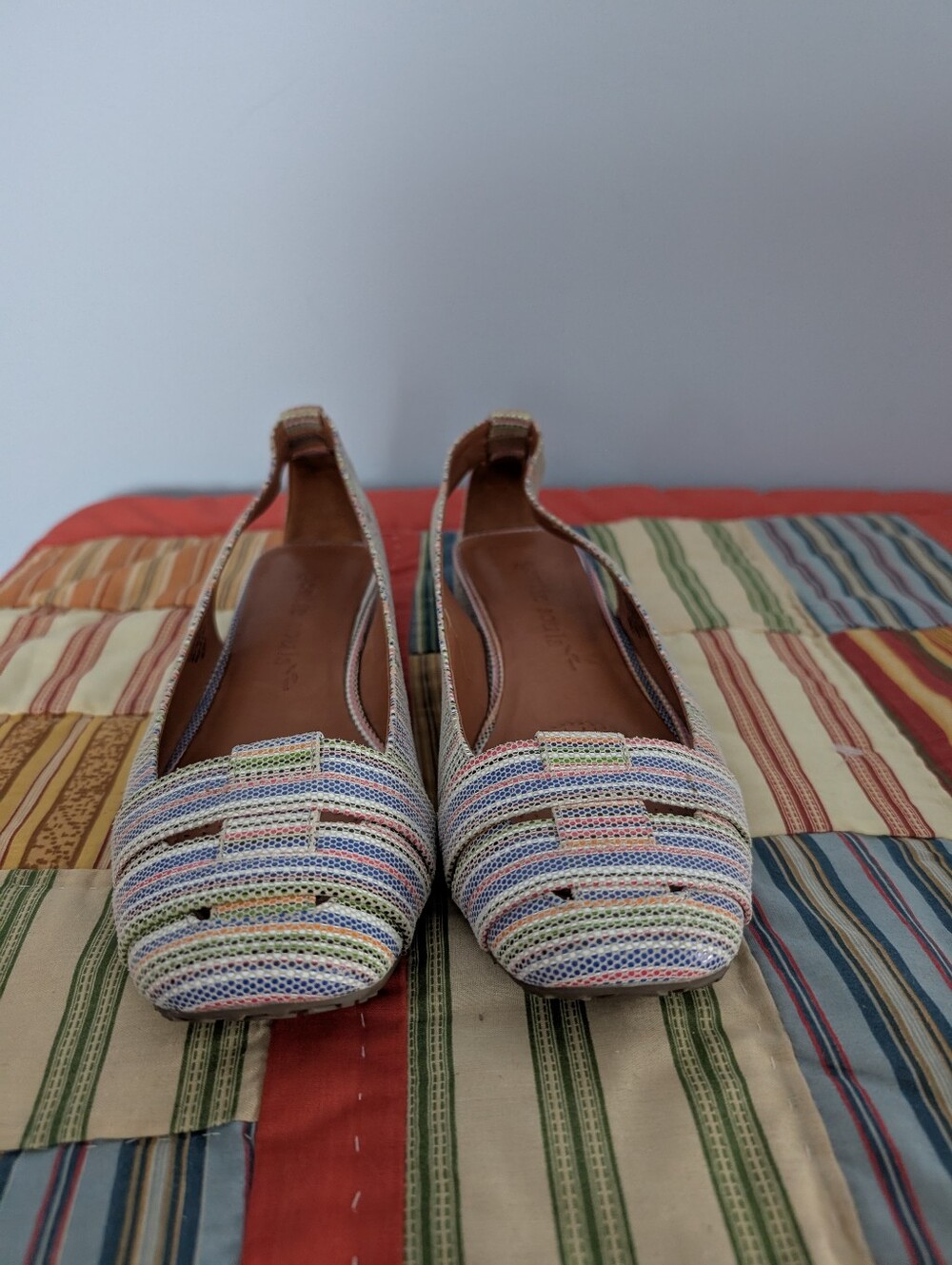 Gentle Souls Multicolor Striped Slingback Flats - Women Size 8.5 Fits Like A 9